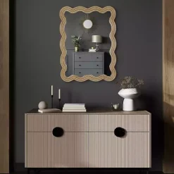 Brown Wood Wavy Adria Wall Mirror