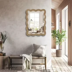 Brown Wood Wavy Adria Wall Mirror