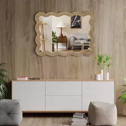 Brown Wood Wavy Adria Wall Mirror