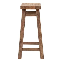 Brown Wooden Saddle Seat Counter Stool