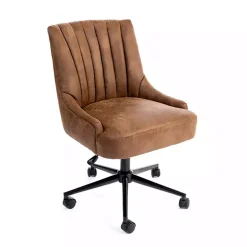 Brown Wyatt Faux Leather Swivel Office Chair