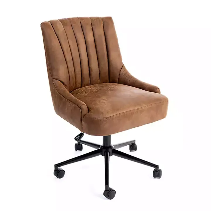 Brown Wyatt Faux Leather Swivel Office Chair