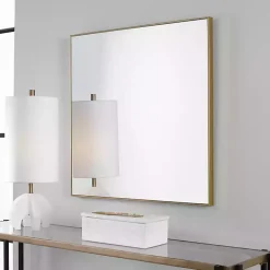 Brushed Gold Metal Square Framed Mirror