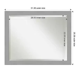 Brushed Metallic Silver Frame Beveled Mirror