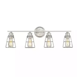 Brushed Nickel Cage Shade Vanity Light