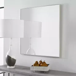 Brushed Silver Metal Square Framed Mirror