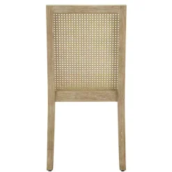 Cane Back Upholstered Wood Dining Chairs, Set of 2