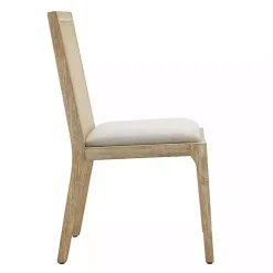 Cane Back Upholstered Wood Dining Chairs, Set of 2