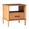 Caramel Brown Wood Cubby Nightstand