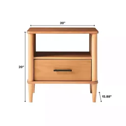 Caramel Brown Wood Cubby Nightstand