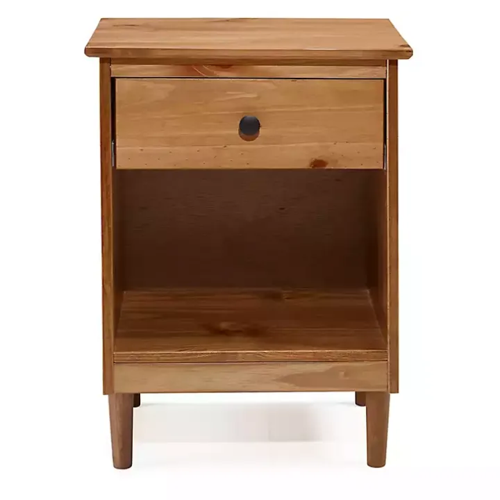 Caramel One-Drawer Wood Nightstand