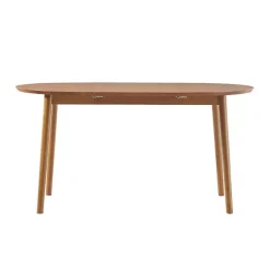 Caramel Wood Oval Dining Table with Leaf