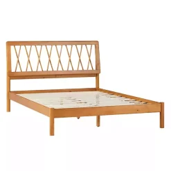 Caramel Wood Spindle Headboard Queen Bed