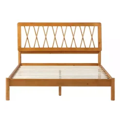 Caramel Wood Spindle Headboard Queen Bed