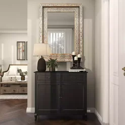 Carved Floral Mango Wood Mirror