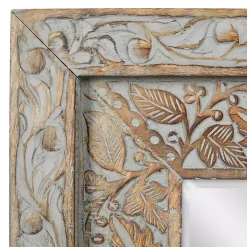 Carved Floral Mango Wood Mirror