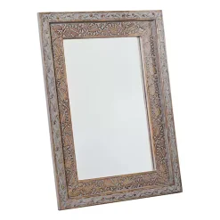 Carved Floral Mango Wood Mirror