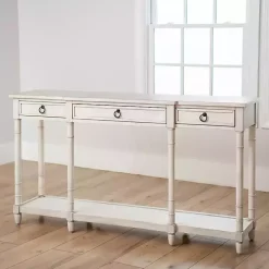 Casey Cream 3-Drawer Console Table
