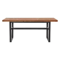Cedar Wood and Black Metal Dining Table