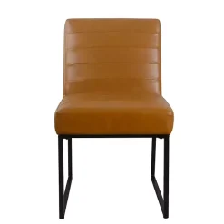 Channeled Carmel Leather Dining Chair