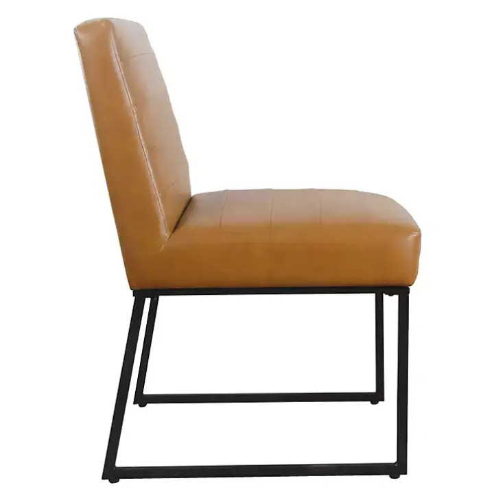 Channeled Carmel Leather Dining Chair