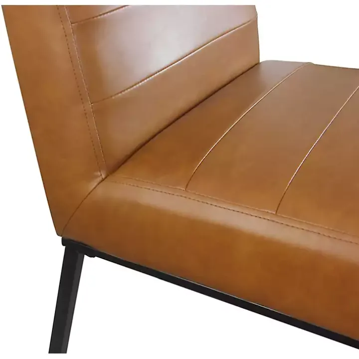 Channeled Carmel Leather Dining Chair