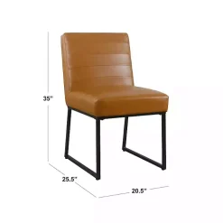 Channeled Carmel Leather Dining Chair