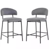 Charcoal and Black Curved Counter Stools, Set of 2