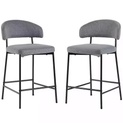 Charcoal and Black Curved Counter Stools, Set of 2