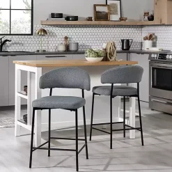 Charcoal and Black Curved Counter Stools, Set of 2