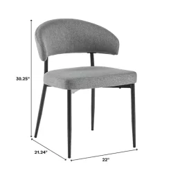 Charcoal and Black Curved Dining Chairs, Set of 2