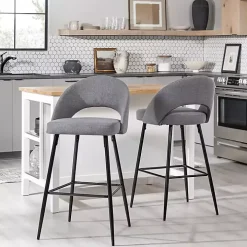 Charcoal Upholstered Charli Bar Stools, Set of 2
