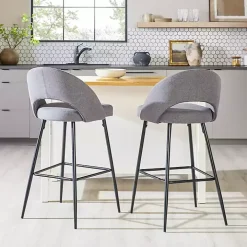 Charcoal Upholstered Charli Bar Stools, Set of 2