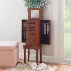Cherry 5-Drawer Ollie Petite Jewelry Armoire