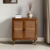 Cherry Wood Frame Rattan Front Cabinet