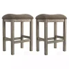 Chestnut Wood Upholstered Counter Stools, Set of 2