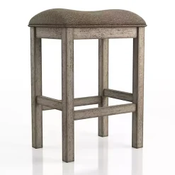 Chestnut Wood Upholstered Counter Stools, Set of 2