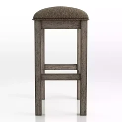 Chestnut Wood Upholstered Counter Stools, Set of 2