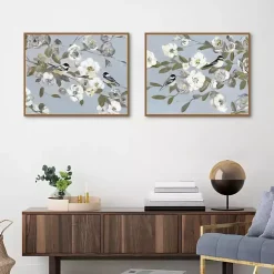 Chickadee Blossoms Framed Canvas Prints, Set of 2
