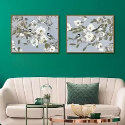 Chickadee Blossoms Framed Canvas Prints, Set of 2