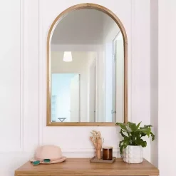 Ciarra Natural Wood Arch Wall Mirror