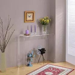 Clear Acrylic Curved Edge Console Table