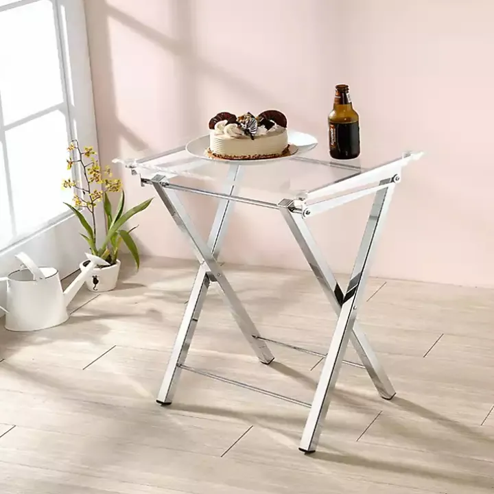 Clear Acrylic Folding TV Tray Tables, Set of 2