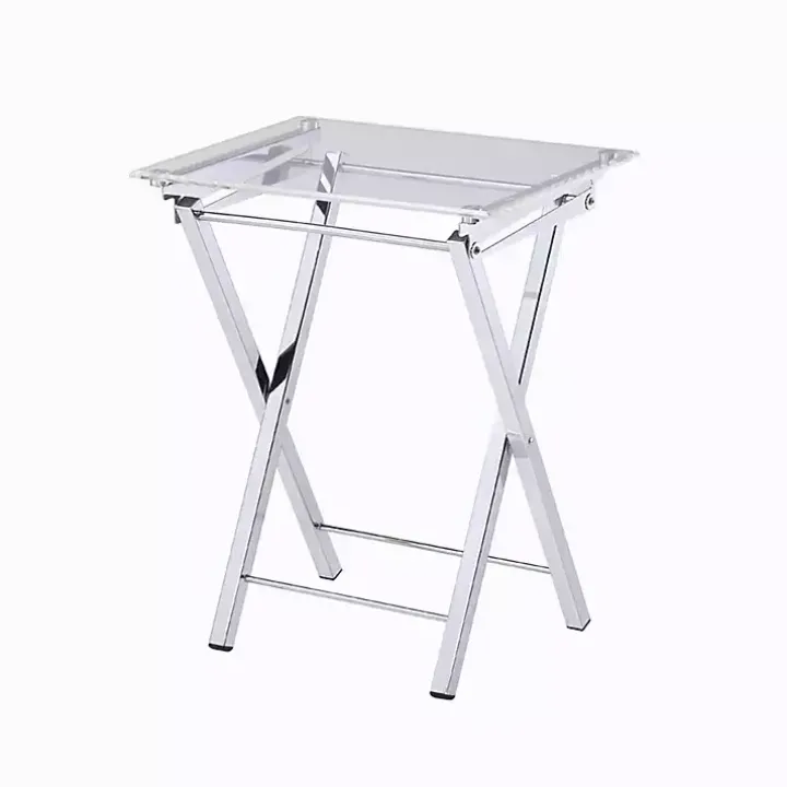 Clear Acrylic Folding TV Tray Tables, Set of 2