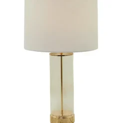 Clear Glass and Gold Stem Table Lamp