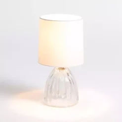 Clear Glass Ribbed Dome Mini Table Lamp