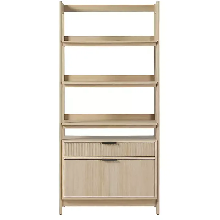 Coastal Oak 2-Drawer Modern Wood Bookcase