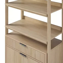 Coastal Oak 2-Drawer Modern Wood Bookcase