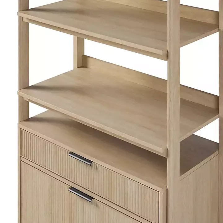 Coastal Oak 2-Drawer Modern Wood Bookcase