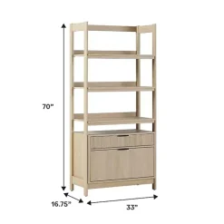 Coastal Oak 2-Drawer Modern Wood Bookcase